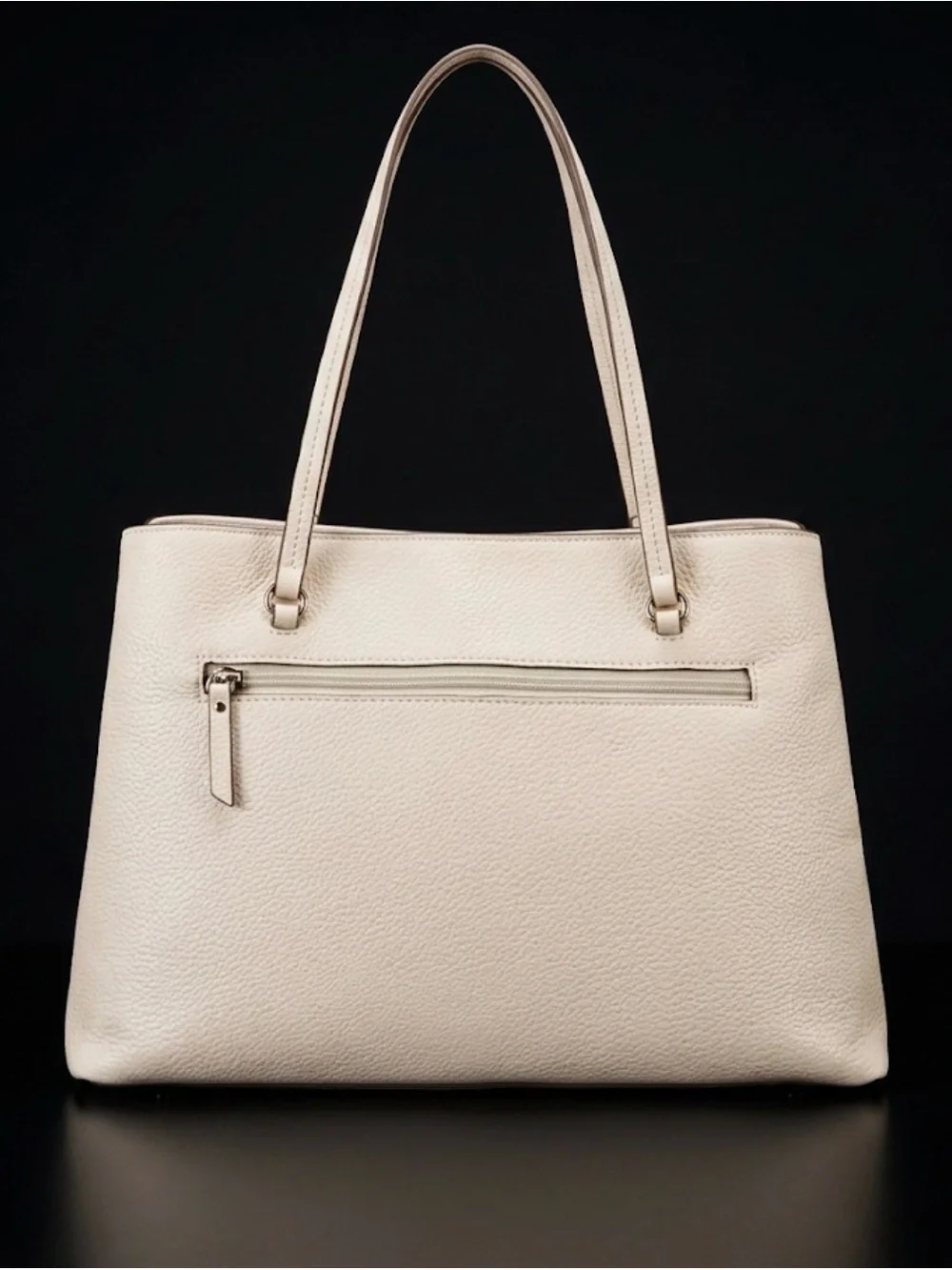 Anne Klein Cream Pebbled Faux Tote with Card Holder